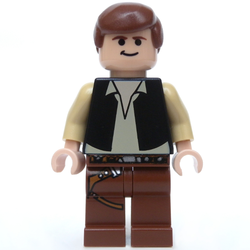 Lego Han Solo, Black Vest, Reddish Brown Legs, Black Eyes