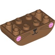 Lego Brick Curved Inverted 2 x 4 Double, Animal Face, Bright Pink Cheeks print