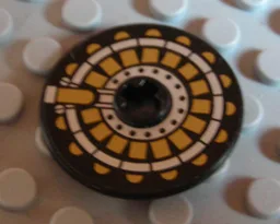 Technic, Disk 3 x 3 with Gold on Black Pattern (Sticker) - Set 8103