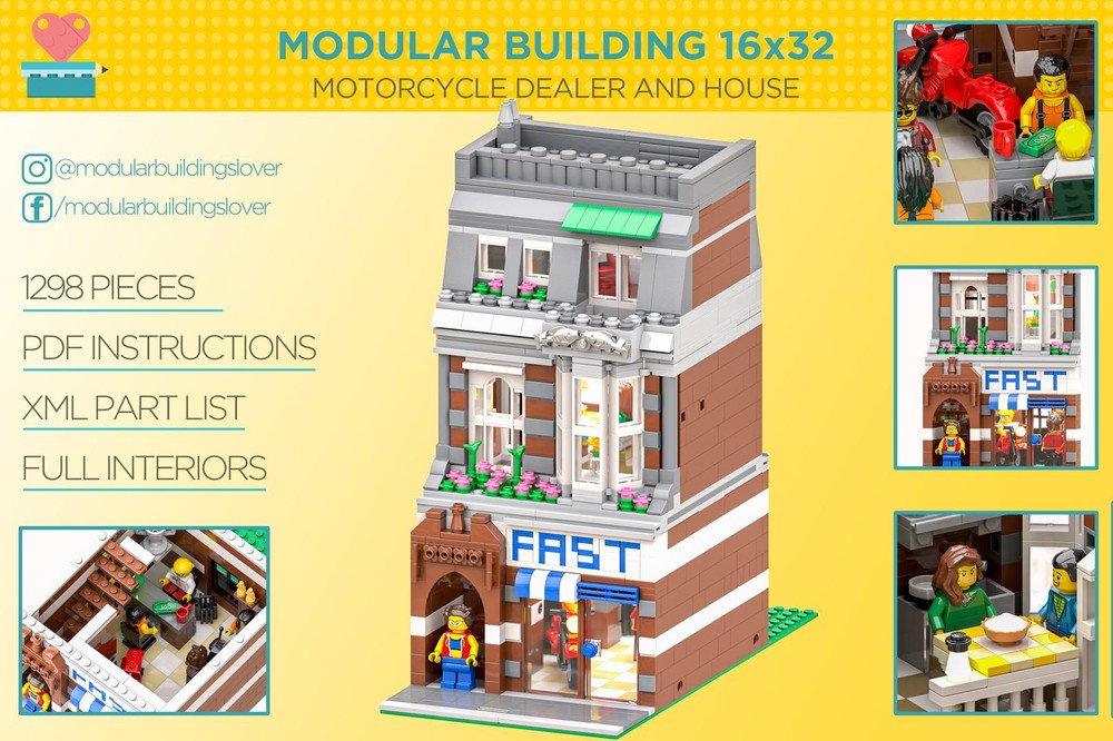 Lego MODULAR BUILDING LEGO - Motorcycle Dealer and House