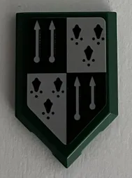 Tile, Modified 2 x 3 Pentagonal with Dark Green and Light Bluish Gray Slytherin Banner with Spears Pattern (Sticker) - Set 76395