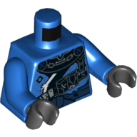 Lego Torso Robe, Belts, Buckles, Pockets Print, Blue Arms, Black Hands / Blue