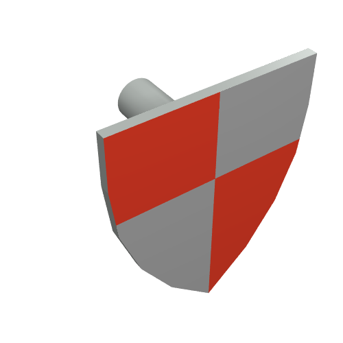 Lego Shield Triangular with Red/Peach Quarters Print Castle, LEGOLAND Castle, Knight, Tournament / Light Gray