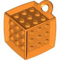 Lego Die - 6 Sided with 3 x 3 Centre Studs, and Ring (DOTS) / Orange