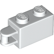 Lego Brick Special 1 x 2 with Vertical Closed Handle on Edge / White