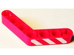 Technic, Liftarm, Modified Bent Thick 1 x 7 (4 - 4) with Red and White Danger Stripes Pattern Model Left Side (Sticker) - Set 8071