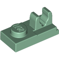 Lego Plate Special 1 x 2, Top Clip [Split] / Sand Green