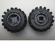 Wheel 11mm D. x 12mm, Hole Notched for Wheels Holder Pin with Black Tire 21mm D. x 12mm - Offset Tread Small Wide (6014b / 6015) / Dark Bluish Gray