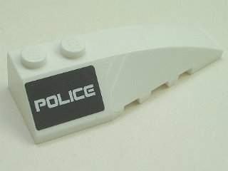 Lego Wedge 6 x 2 Right with 'POLICE' on Black Background Pattern (Sticker) - Set 5980