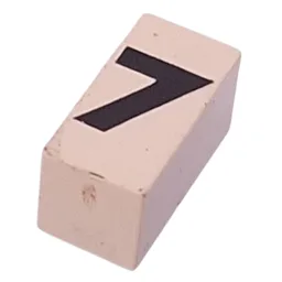 Modulex Tile 1 x 2 with Black '7' Print, without Internal Supports