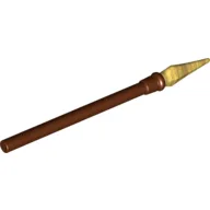 Weapon Pike / Spear Elaborate with Pearl Gold Tip / Reddish Brown