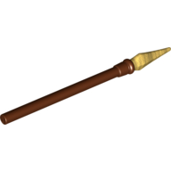 Lego Weapon Pike / Spear Elaborate with Pearl Gold Tip / Reddish Brown