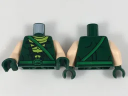 Torso Tunic with Laces over Lime Shirt, Green Belts with 'G' Buckle Pattern / Light Nougat Arms / Dark Green Hands