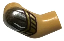 Arm, Right with Silver Shoulder with White and Dark Brown Lines and Gold Armor Pattern / Warm Tan
