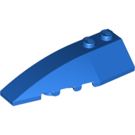 Lego Brick Wedged, Curved 6 x 2 Left, Inner Ridges / Blue