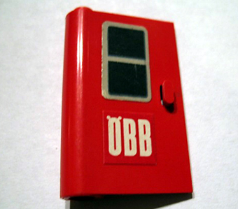 Lego Door 1 x 3 x 4 Left with Black Window and 'ÖBB' (OBB) Pattern (Stickers) - Set 164