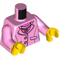 Lego Torso Jacket, Pockets, Necklace, Dark Pink Undershirt Print, Bright Pink Arms, Yellow Hands / Bright Pink