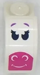 Slope, Curved 2 x 1 x 1 1/3 with Recessed Stud with Dark Blue Eyes, Dark Pink Muzzle, Medium Lavender Eyebrows Pattern (Sticker) - Set 41430