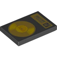 Tile 2 x 3 with Gold Record 'Everything Is Awesome' Print / Black