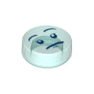 Lego Tile Round 1 x 1 with Face Print / Trans-Light Blue