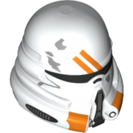 Lego Helmet Airborne Clone Trooper with Orange Details Print / White