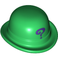 Lego Hat, Bowler with Purple Question Mark Print
