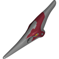 Lego Animal Body Part, Dinosaur, Pteranodon Head with Eyes, Dark Red Marks / Dark Bluish Gray