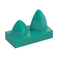 Lego Tile Special 1 x 2 with Two Vertical Teeth / Tooth / Dark Turquoise
