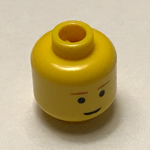 Lego Minifig Head Anakin Skywalker, Brown Eyebrows, Slight Smile Print [Blocked Open Stud] / Yellow