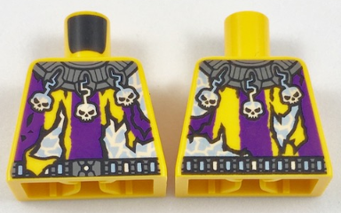 Lego Torso Tattered Purple-Striped Shirt, Jester's Collar with Skulls and Lightning Pattern