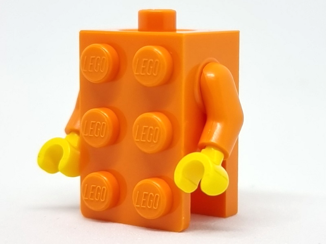 Lego Torso, 2 x 3 Brick Costume / Orange Arms / Yellow Hands (BAM)