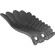 Lego Creature Body Part, Wing 4 x 7 Right with Feathers and Handles for Clips / Dark Bluish Gray