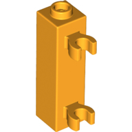 Lego Brick Special 1 x 1 x 3 with 2 Clips Vertical [Hollow Stud, Open O Clips] / Bright Light Orange