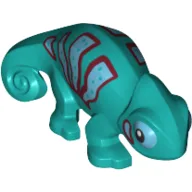 Animal, Chameleon with Azure Eye Patches and Azure and Dark Red Stripes Print / Dark Turquoise