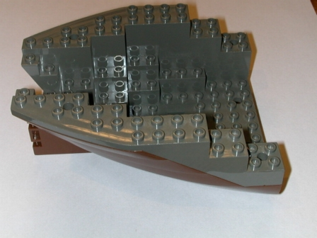 Lego Boat, Hull Small Stern 14 x 12 x 5 1/3 with Dark Gray Top (6052 / 6053)