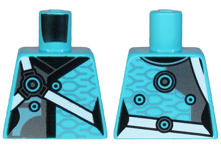 Lego Torso Tunic with Black Hems and White Straps Pattern