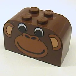 Brick Curved 2 x 4 x 2 Double with Monkey Face Print / Brown