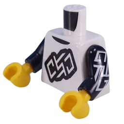 Torso, Black Tag On Chest, White Tag On Arms Print, Black Arms, Yellow Hands / White