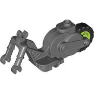 Lego Vehicle Base, Motorcycle Chassis with Lime Flywheel / Dark Bluish Gray