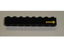 Brick 1 x 8 with Yellow Arrow and 'RESCUE' Pattern Model Right Side (Sticker) - Set 8480