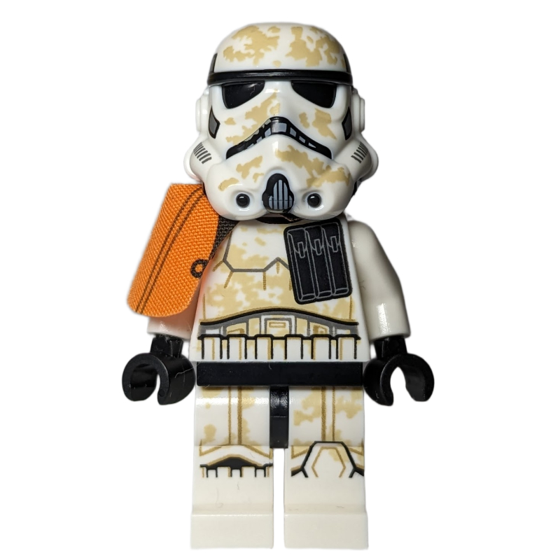 Lego Sandtrooper Squad Leader / Captain, Orange Pauldron, Neck Bracket, Dual Molded Helmet, Closed Mouth