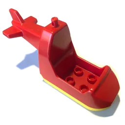 Duplo Helicopter Body without Skids with Green Base and 'POLICE' Print / White