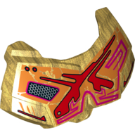 Lego Large Figure Chest Cover, Armour Small with Red and Orange Print / Pearl Gold