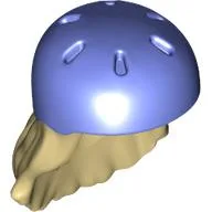 Hair and Helmet, Long with Blue Violet Helmet Pattern / Tan