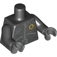 Lego Torso Jacket with 3 Zippers, Minifig Head Police Badge, Radio and Belt Print (Print on Front Only), Black Arms, Dark Bluish Gray Hands / Black