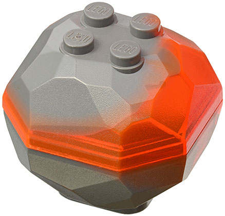 Lego Rock 4 x 4 Octagonal Boulder with Marbled Trans-Neon Orange Pattern (30293pb01 / 30294pb01)