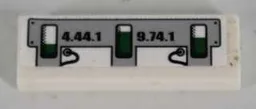 Tile 1 x 3 with Black '4.44.1' and '9.74.1' and Green Level Indicators Pattern (Sticker) - Set 8864
