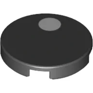 Tile Round 2 x 2 with White Dot Print / Black