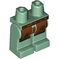 Lego Hips and Sand Green Legs with Reddish Brown Apron, Dark Brown Smudges Print