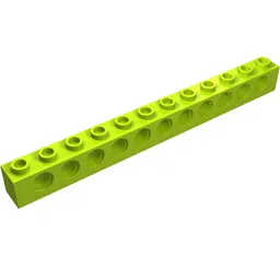 Technic Brick 1 x 12 [11 Pin Holes] / Lime